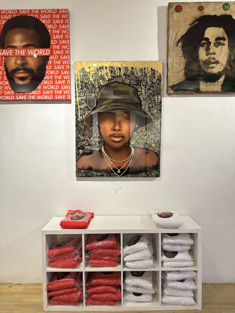 [L to R] "Marvin Gaye SaVeTHEWorld" / "Brooklyn" / "Bob Marley: Burlap"