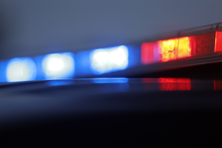 Closeup of police car lights during National Night Out