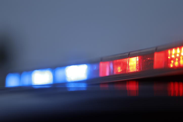 Closeup of police car lights during National Night Out