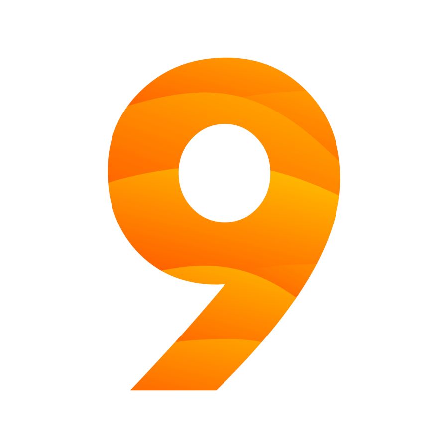 number 9 gradient icon logo design