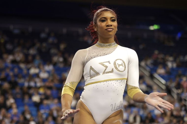 UCLA Gymnast Nya Reed Reps for Delta Sigma Theta and Divine 9 During Performance