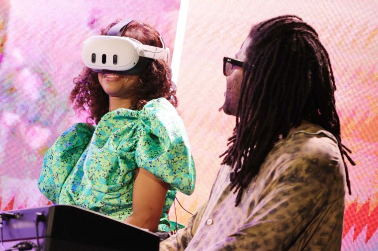 Vashtie and Austin Millz play PianoVision on the new Meta Quest 3