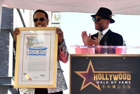 Jimmy Jam presents Charlie Wilson with his official certification