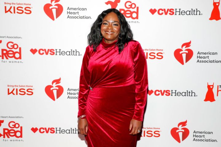Michelle A. Albert on the red carpet at the 2024 "Go Red for Women" Red Dress Collection Concert