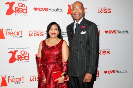 Leslie Churchwell and Keith Churchwell on the red carpet at the 2024 "Go Red for Women" Red Dress Collection Concert