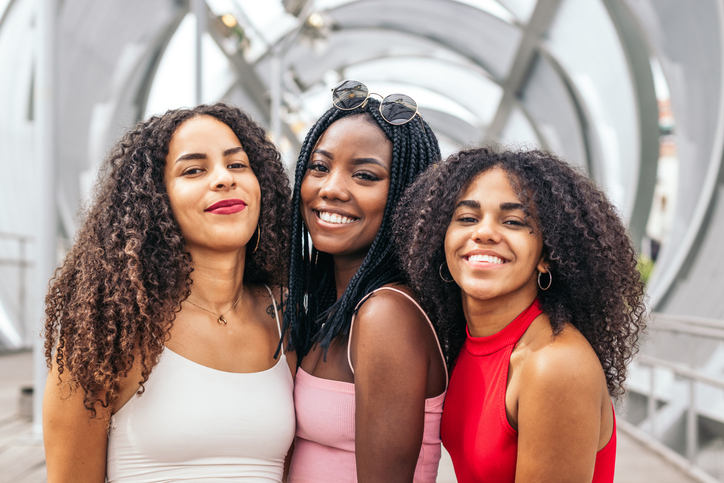 African American female friends enjoying a summer day