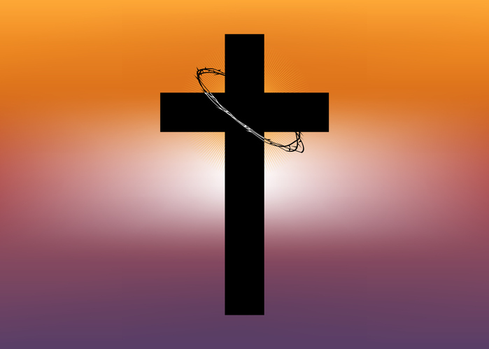 silhouette cross with throne crown vector for background communion logo icon template decoration