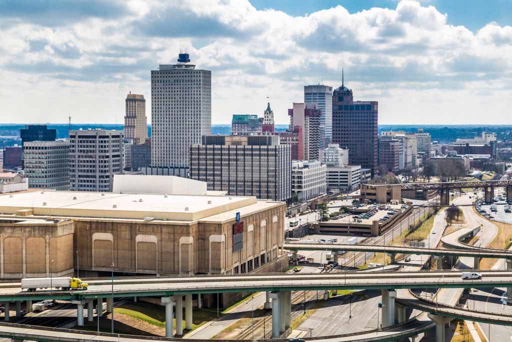 Aerial view of downtown Memphis, Tennessee