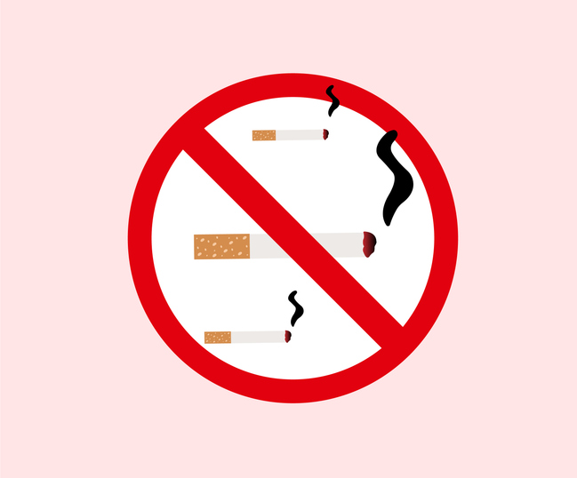 No Smoking Sign. Smoke Free Area. Red Prohibition Sign With Cigarette. Prohibition Sign. Cigarette. Ban. Lung Cancer. Cancer.
