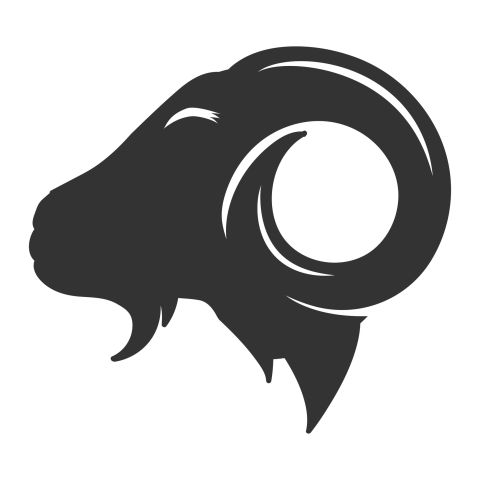 Vintage Rustic Goat Horn Head Silhouette Illustration Design