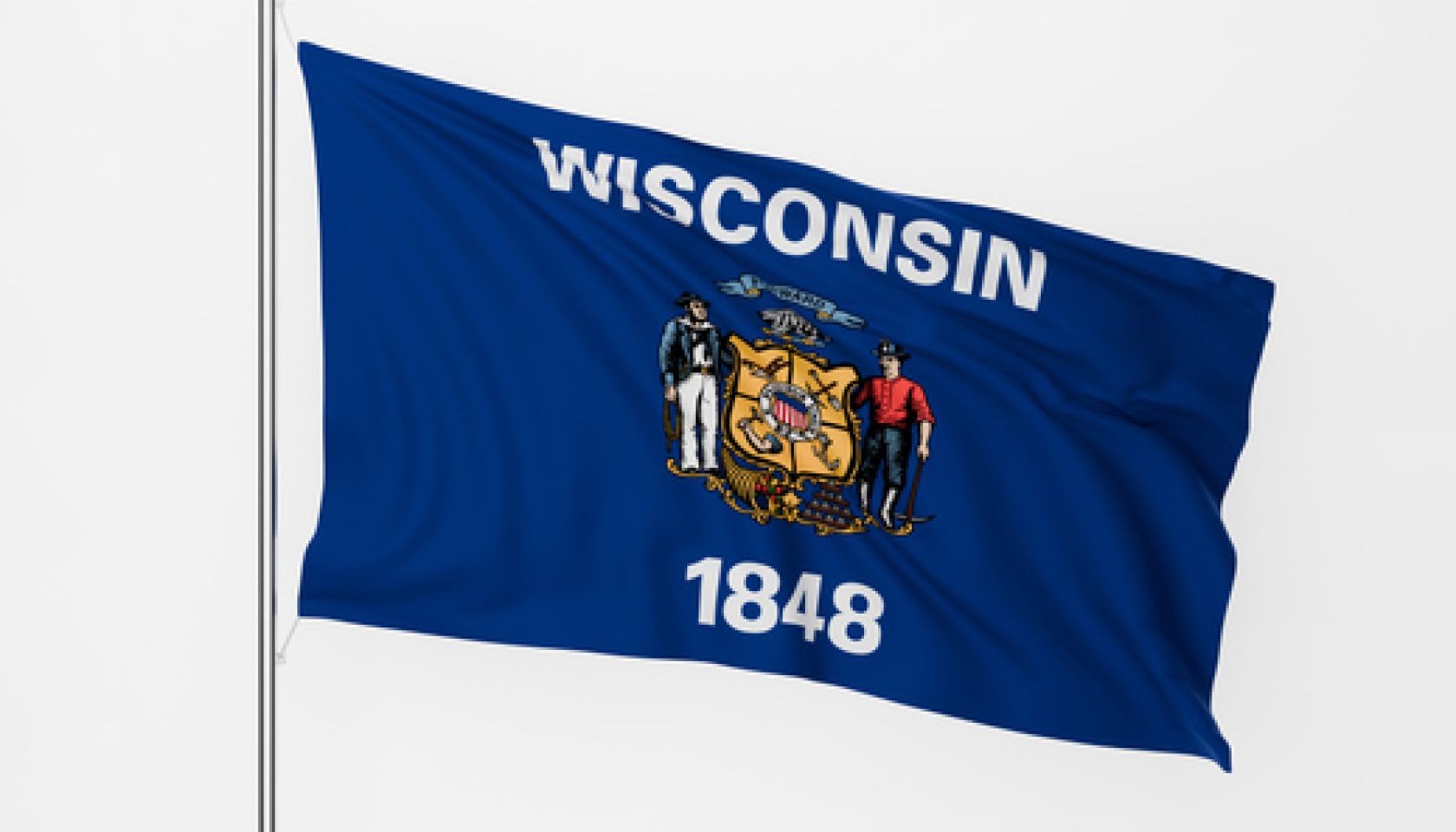 Wisconsin flag on white background