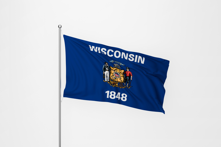 Wisconsin flag on white background