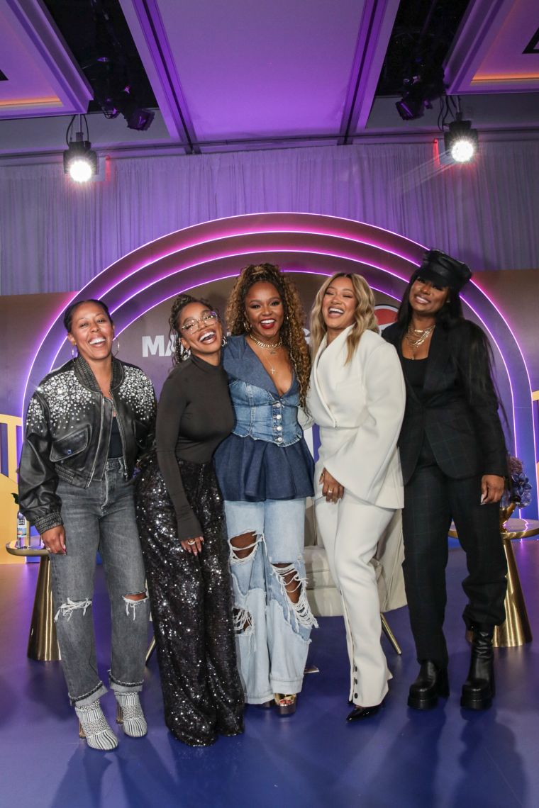 L to R: Shari Bryant, Marsai Martin, Gia Peppers, Crystal Renee Hayslett and Heather Lowery for the 'You Can Sit With Us: Cultivating And Maintaining Sustainable Community' panel