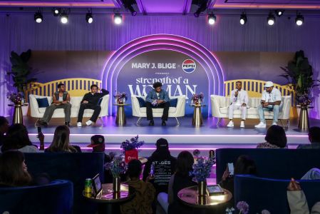 L to R: Mekai Curtis, Michael Rainey Jr., Da'Vinchi, Larenz Tate and Method Man for the 'Our Men Honor The Strength Of A Woman' panel