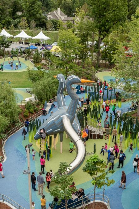 The duck slide at Gathering Place Park