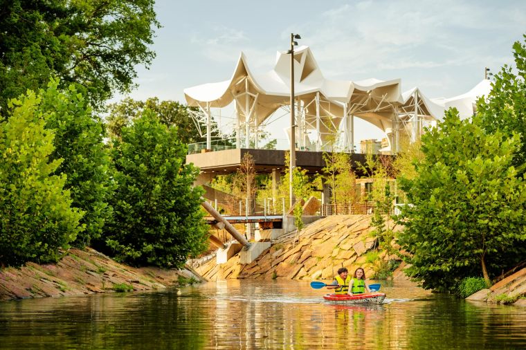 Activities like kayaking are always available at Gathering Place Park