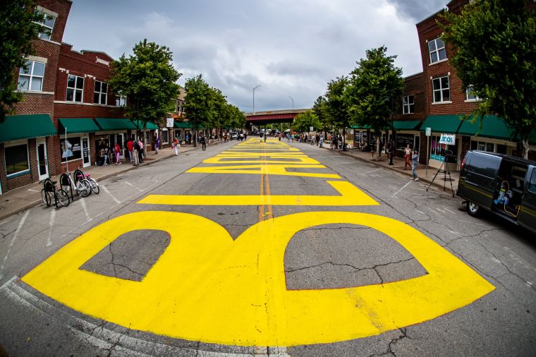 Black Lives Matter pavement mural on Black Wall Street