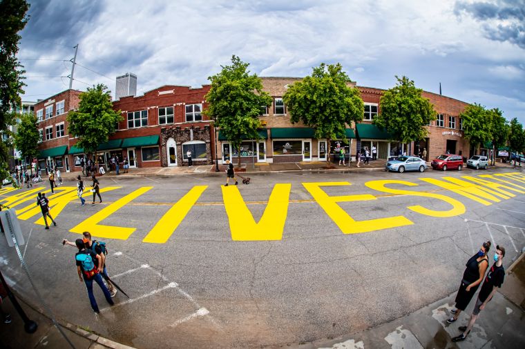 Black Lives Matter pavement mural on Black Wall Street