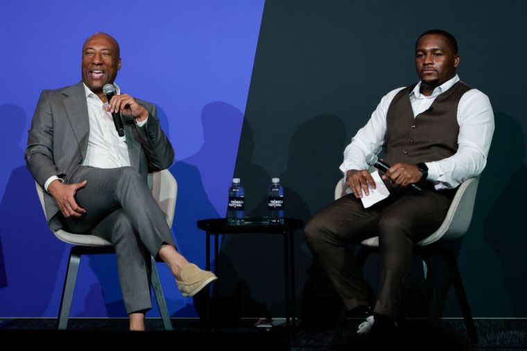 DAY 5: Byron Allen and Kamaron Leach at the Tribeca X "The Value Of Independence In A Shifting Media Landscape" event