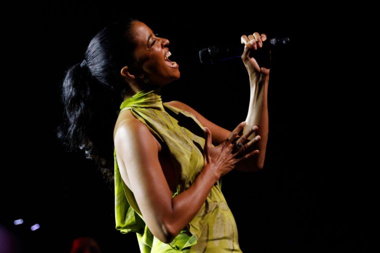 DAY 10: Renée Elise Goldsberry giving it her all onstage at the 'Satisfied' premiere