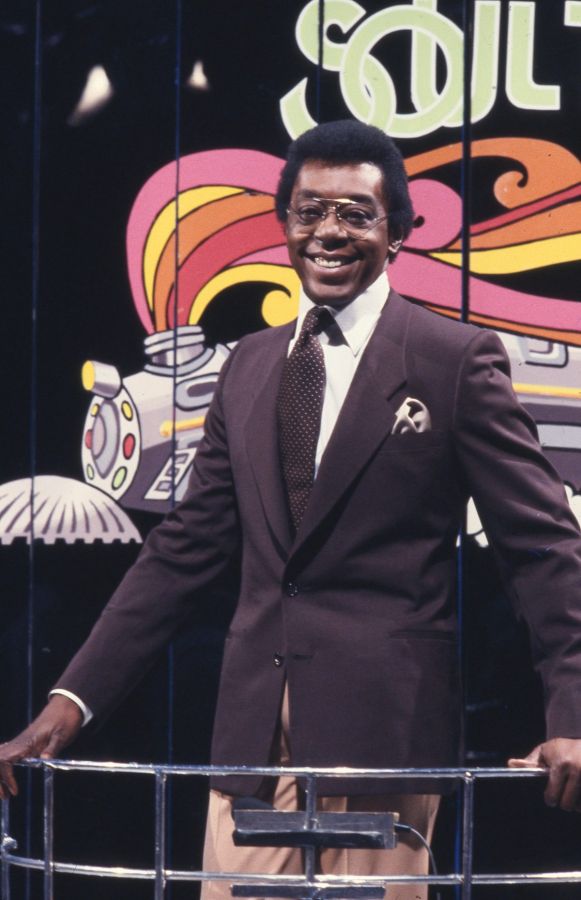 Don Cornelius poses for the camera in between takes during a videotaping of Soul Train.
