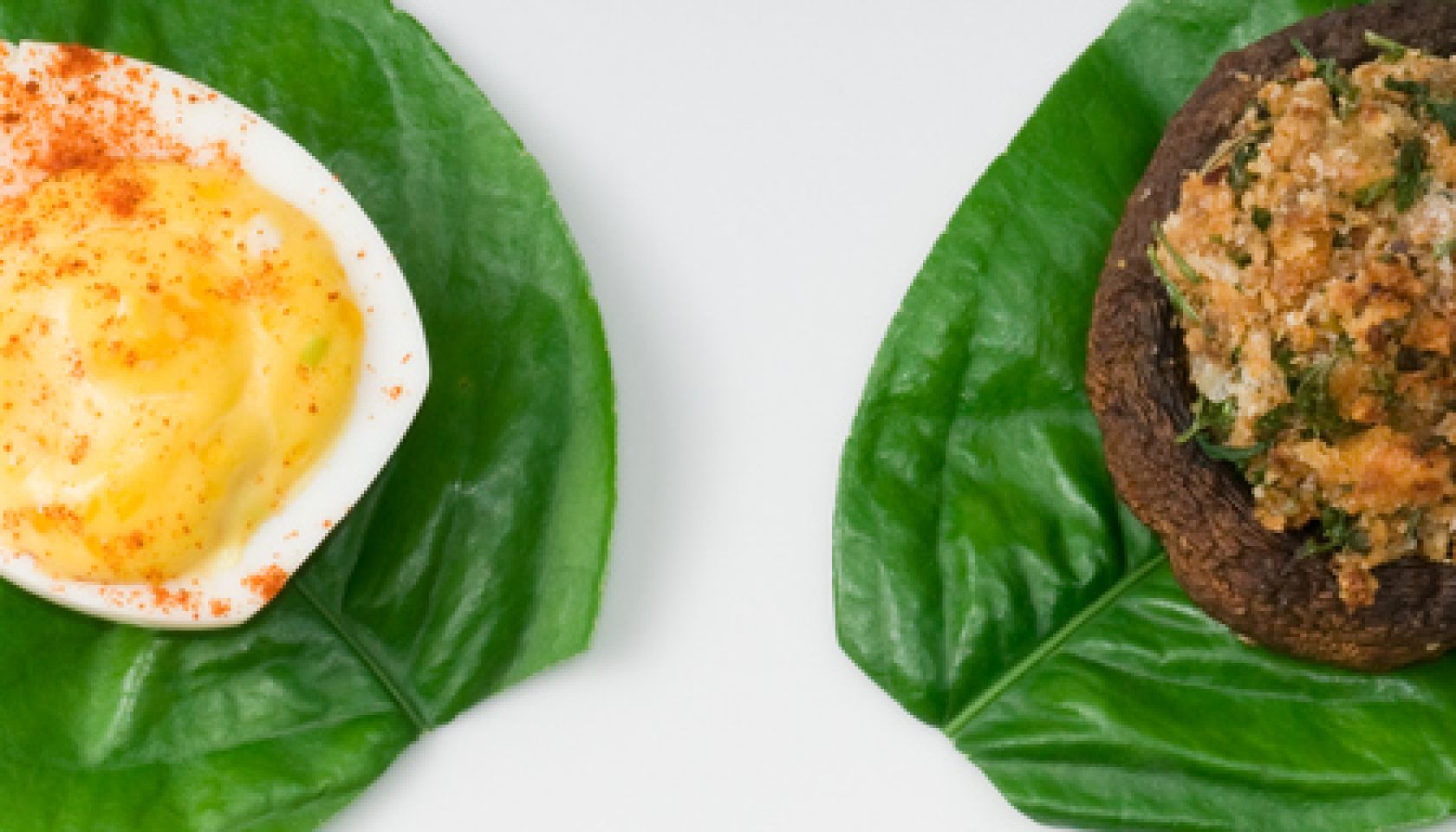 Deviled eggs and Stuffed mushrooms