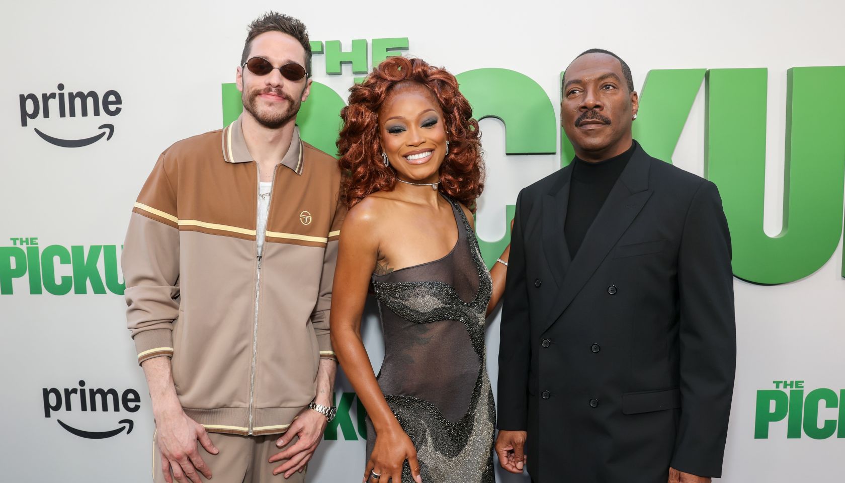Eddie Murphy, Pete Davidson and Keke Palmer at LA premiere of The Pickup