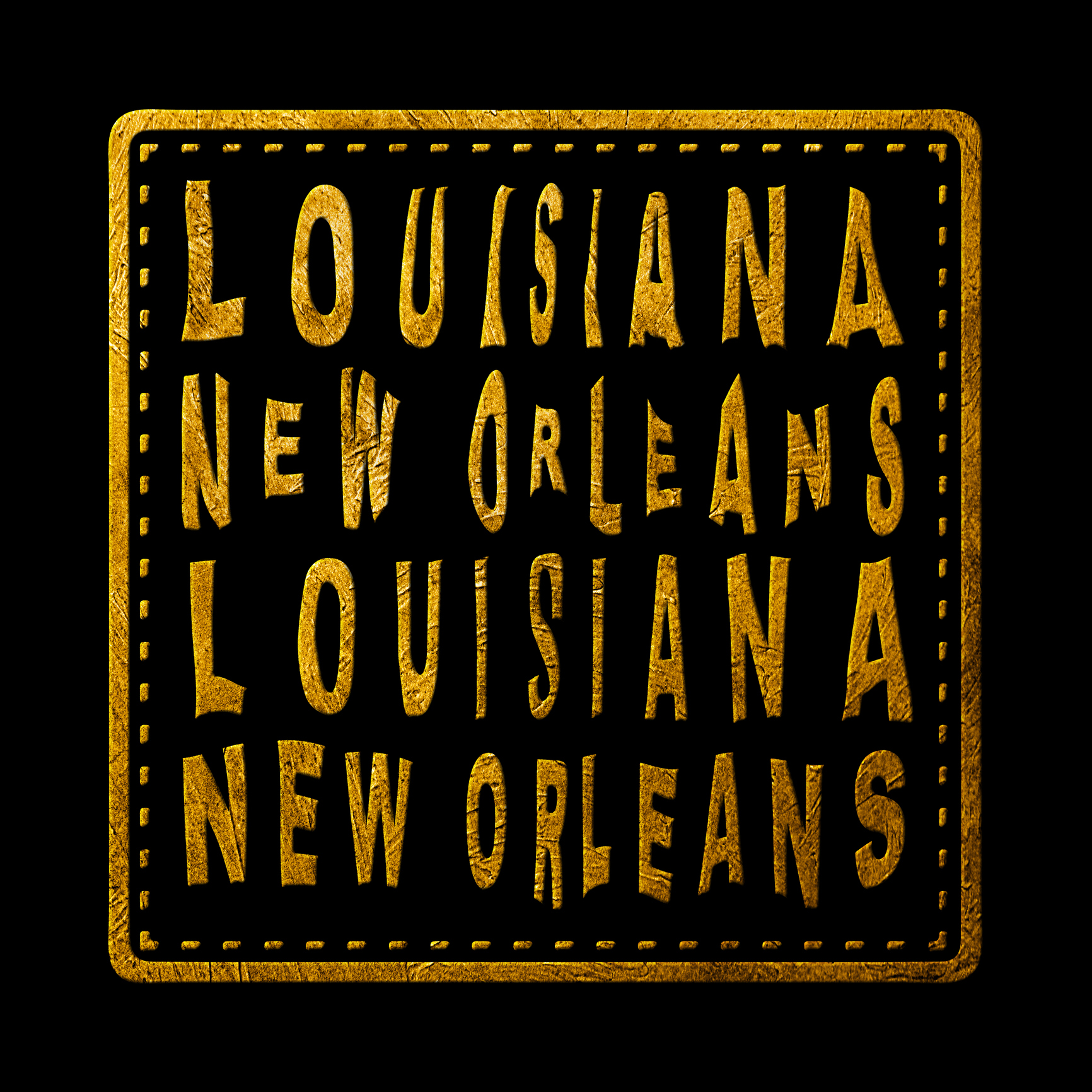 Louisiana New Orleans Gold Typography Design