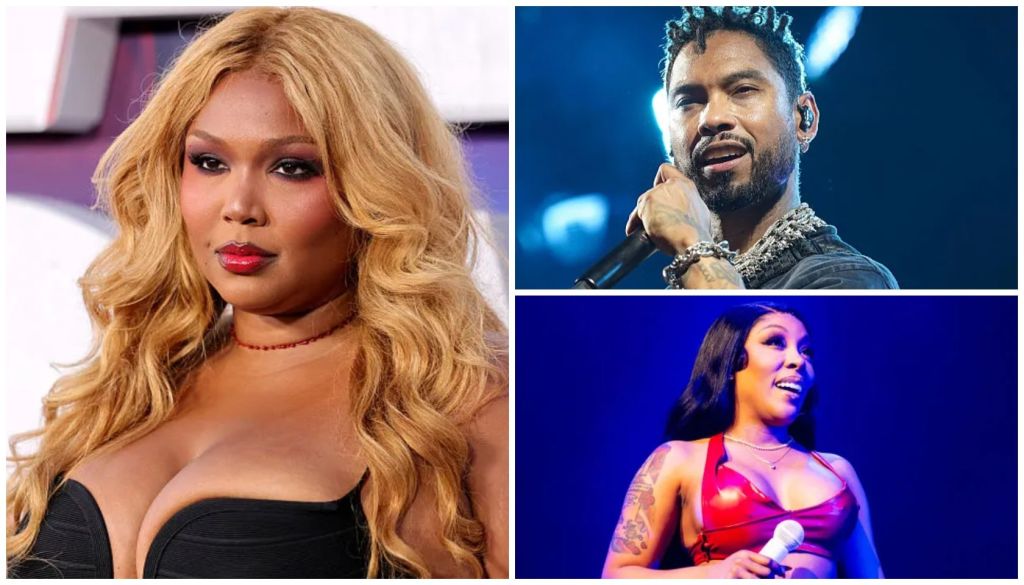 A collage of three images: a woman with long blonde hair, a man with dreadlocks performing on stage, and a woman in a red outfit singing on stage.