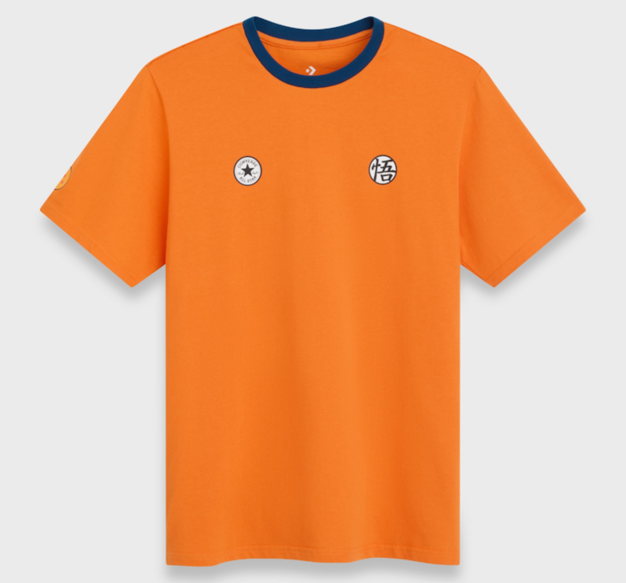 Orange t-shirt with Converse star logo and Japanese text